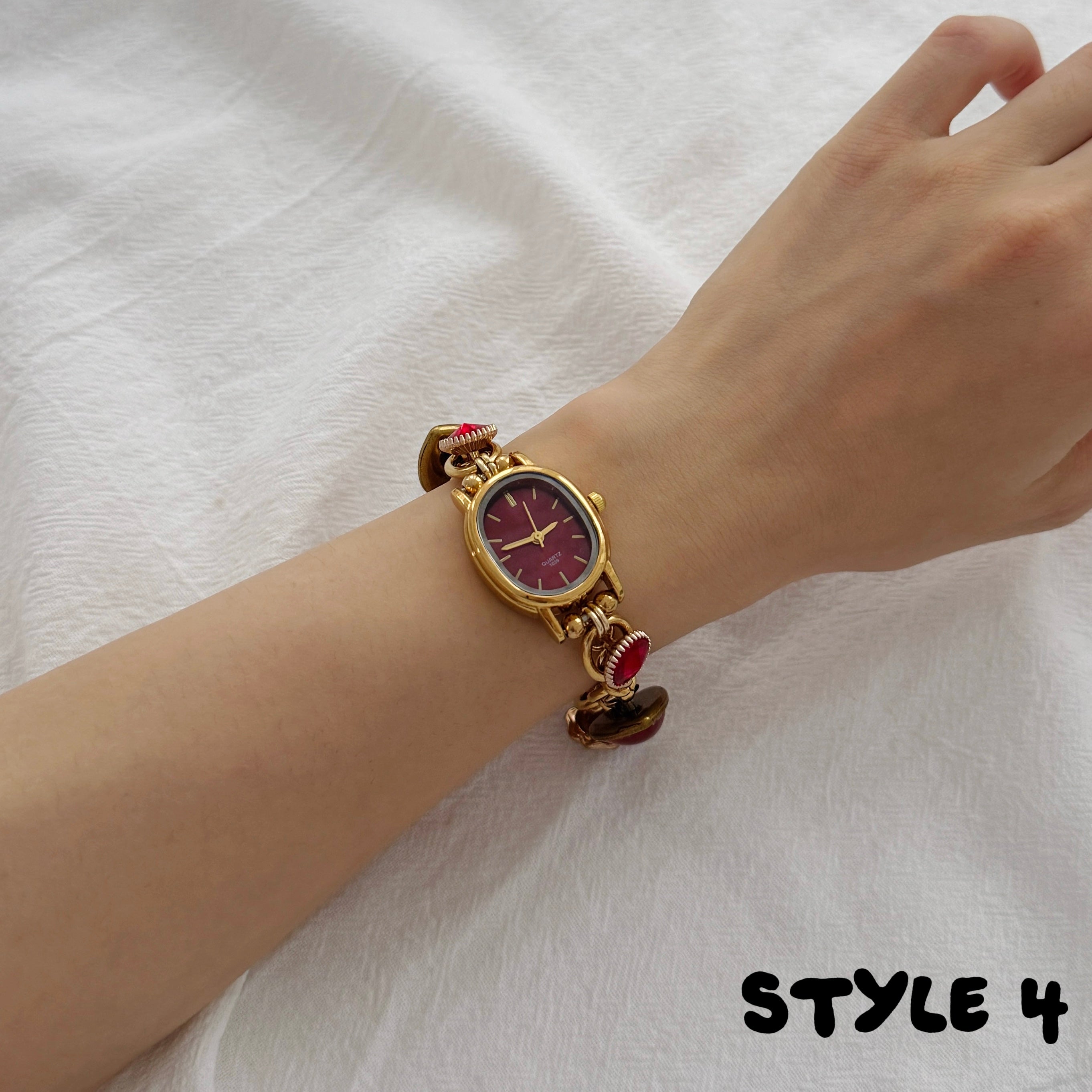 Personalized Vintage Gold Watch Bracelet,Custom Natural Stone Watch,Handmade Pearl Womens Wristwatch,Unique Gift for Her